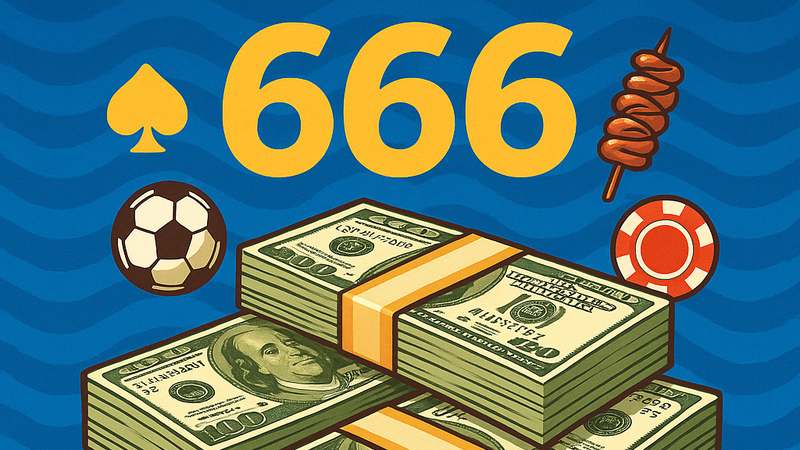 Gráficos e estatísticas de futebol sobrepostos a um campo de futebol, representando a análise de dados no 666 on-line.